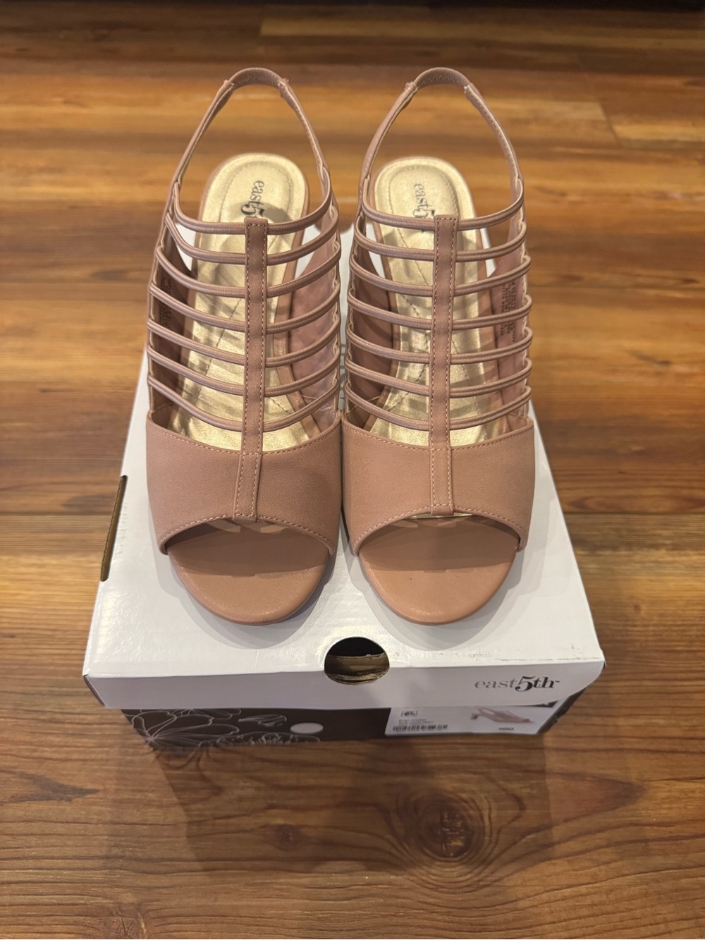East 5th “Neville” Clay Rose Peep-Toe Slingback Heels